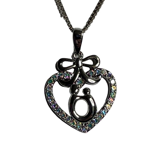 Roju Mother Child heart sparkle pendant and chain New in Box - Picture 3 of 5